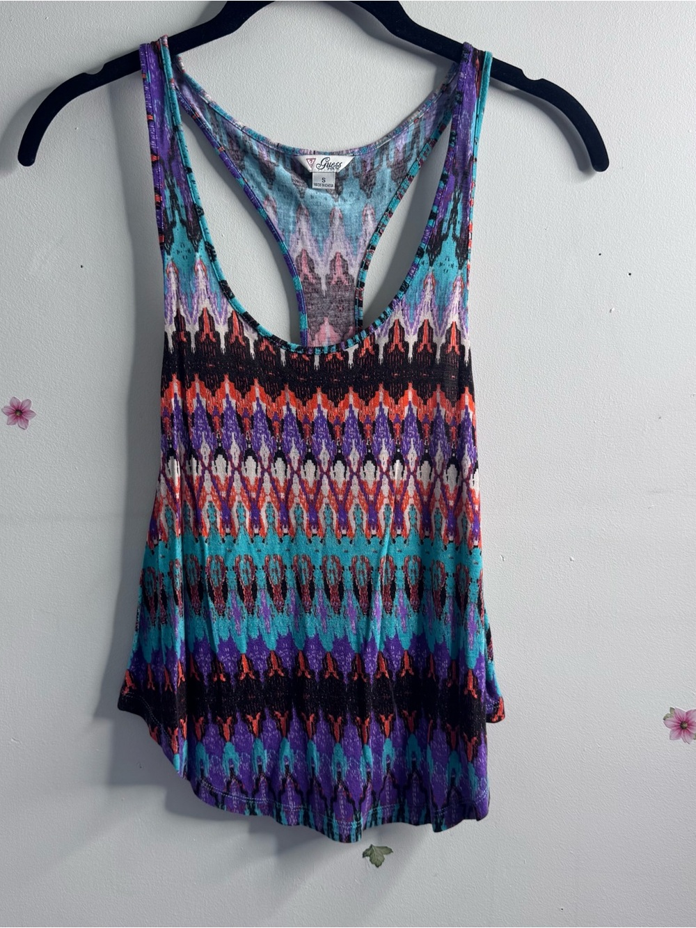 Guess Multicolor Racerback Tank Top - Turquoise, Purple & Orange